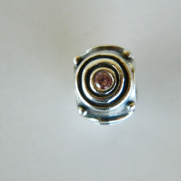 Retired Authentic Pandora Concentric Circle Charm with Pink CZ - Picture 3 of 6